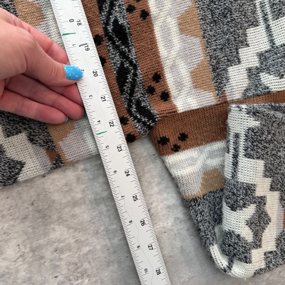 Vintage cardigan western sweater aztec print bohemian lagenlook open sweater M - Picture 3 of 4